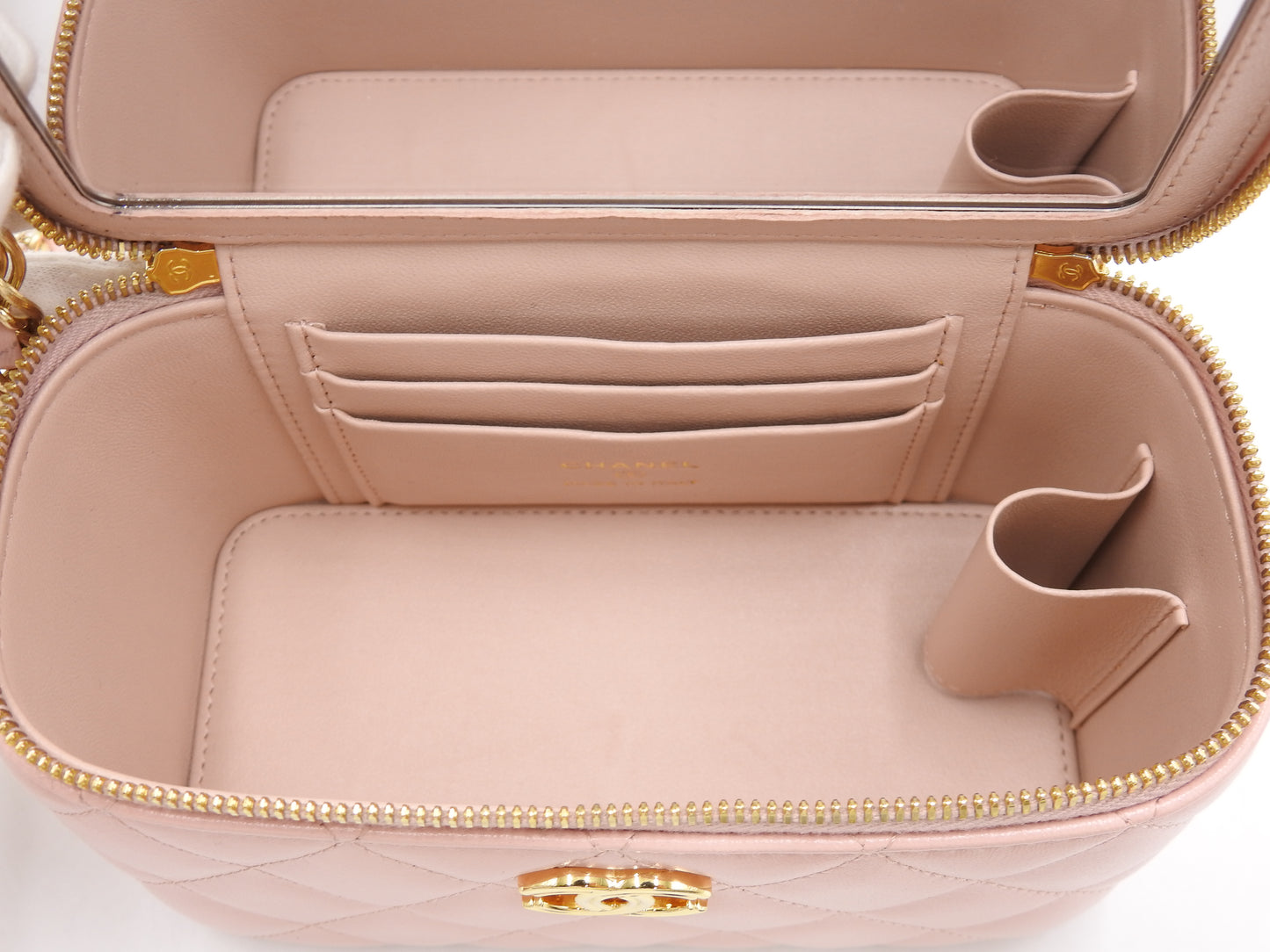 CHANEL CC Matelasse Top Handle 2way Small Chain Vanity Bag Lambskin Pink