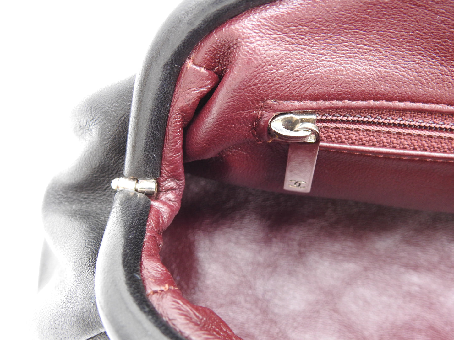 CHANEL Timeless CC Matelasse Clutch Second Bag Lambskin Black Silver