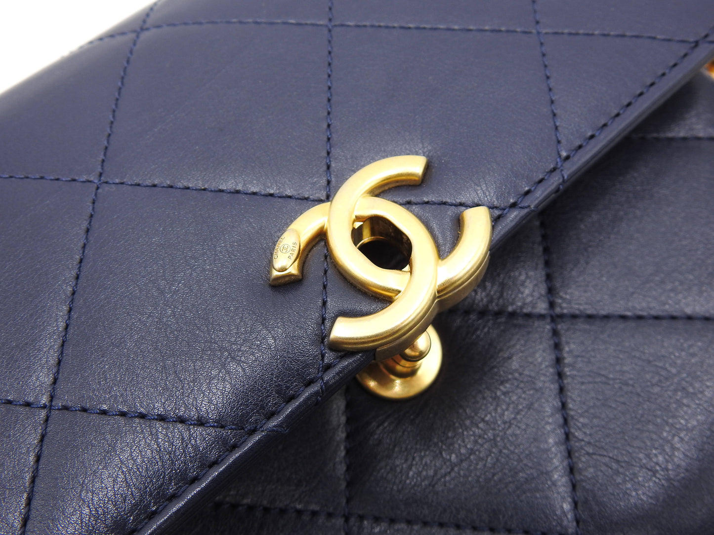 Chanel Matelasse Small Framing Flap Chain Shoulder Bag Calfskin Navy AS2831