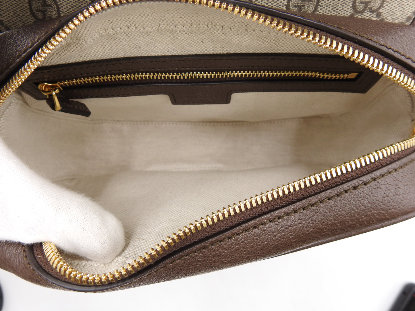GUCCI GG Supreme Ophidia Web Messenger Shoulder Bag Beige Brown 722117