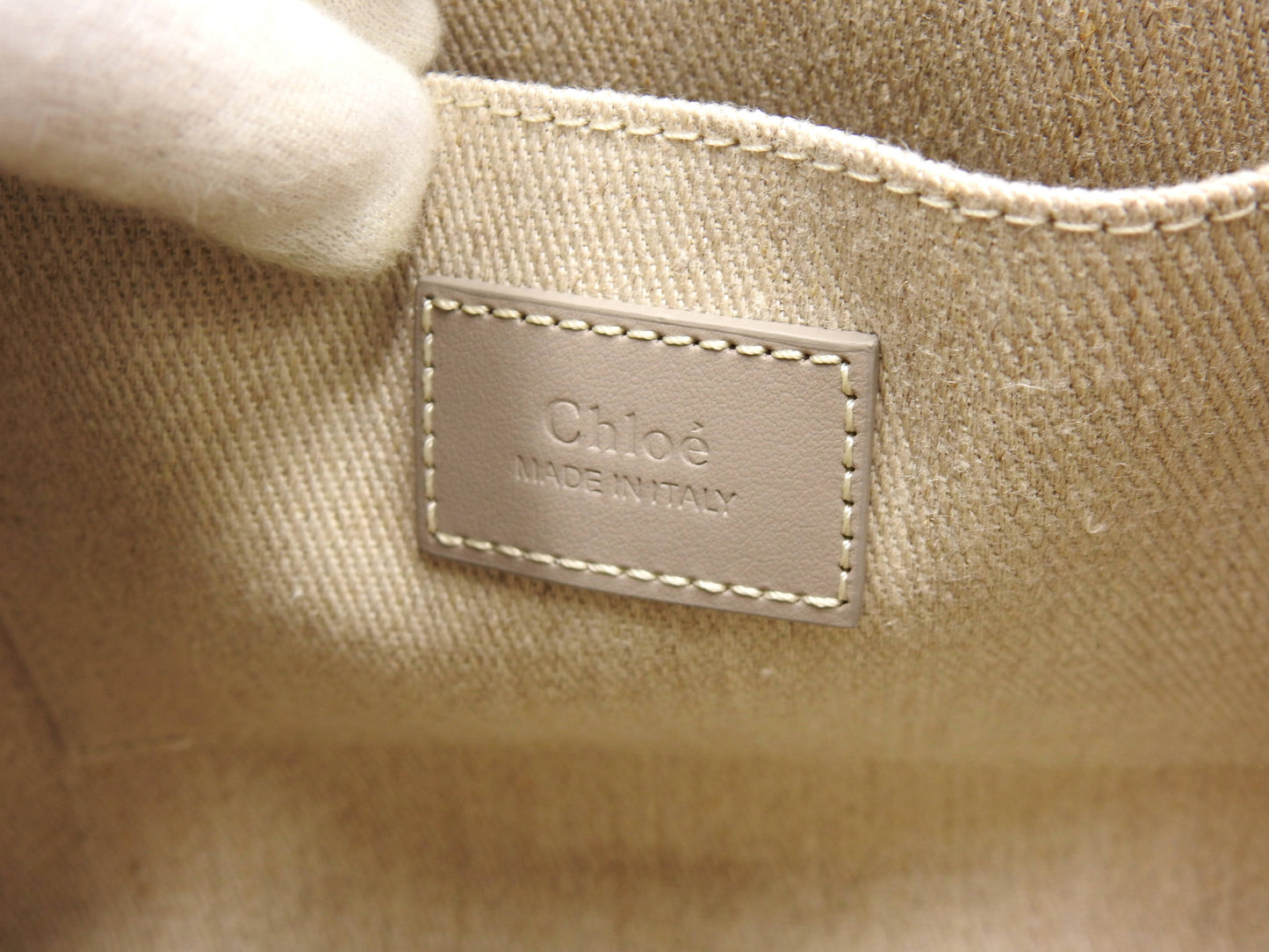 CHLOE Woody 2way Small Tote Bag Shoulder Bag Canvas Beige Gray