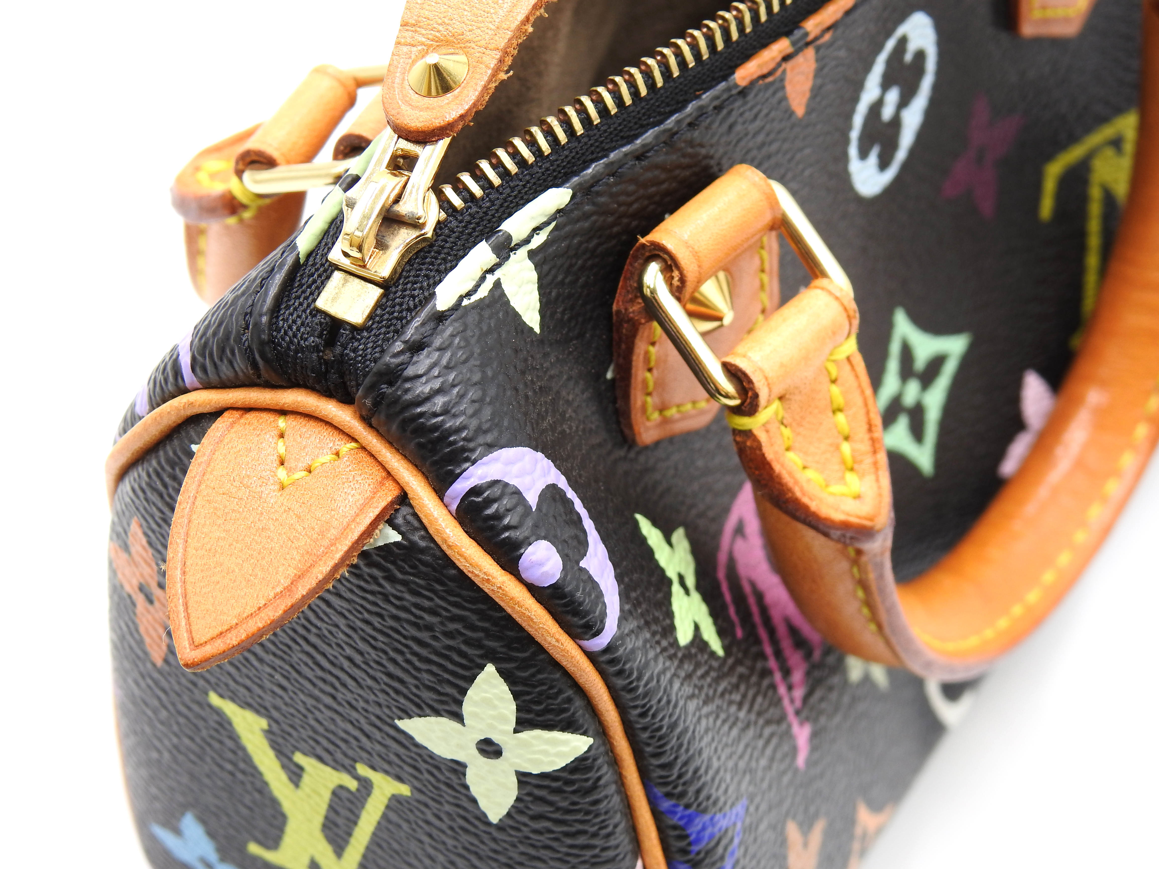 LOUIS VUITTON Monogram Mini Speedy Hand Bag Multicolor Noir Black