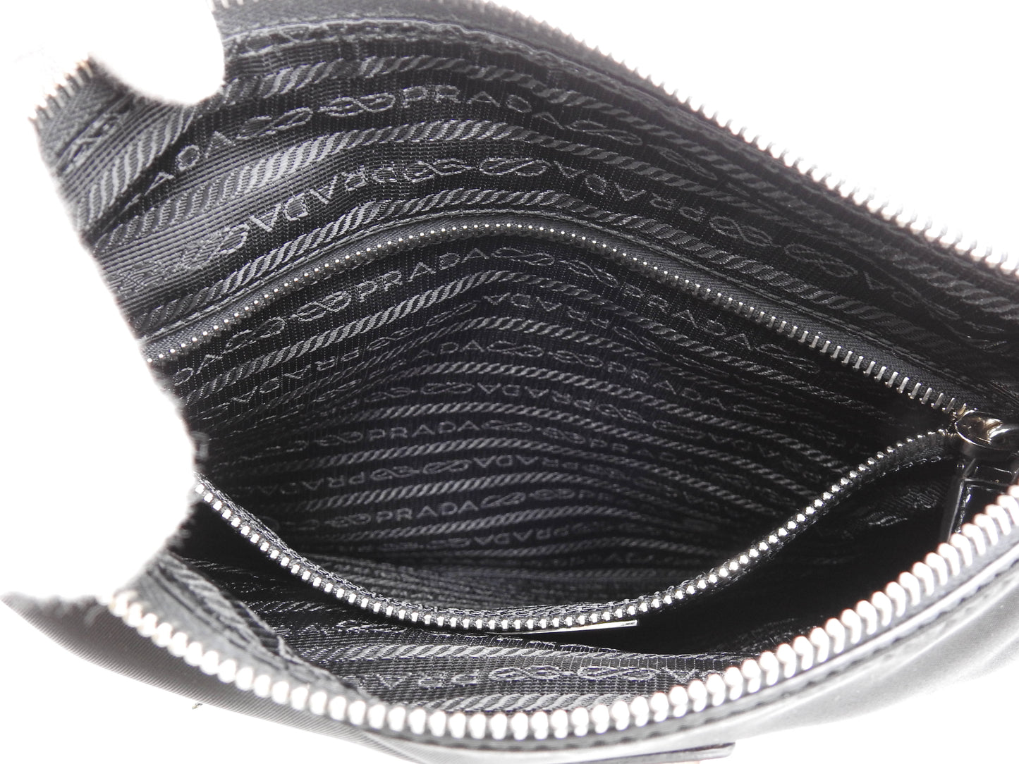 PRADA Nylon Crossbody Shoulder Bag Black Silver Hardware BT0716