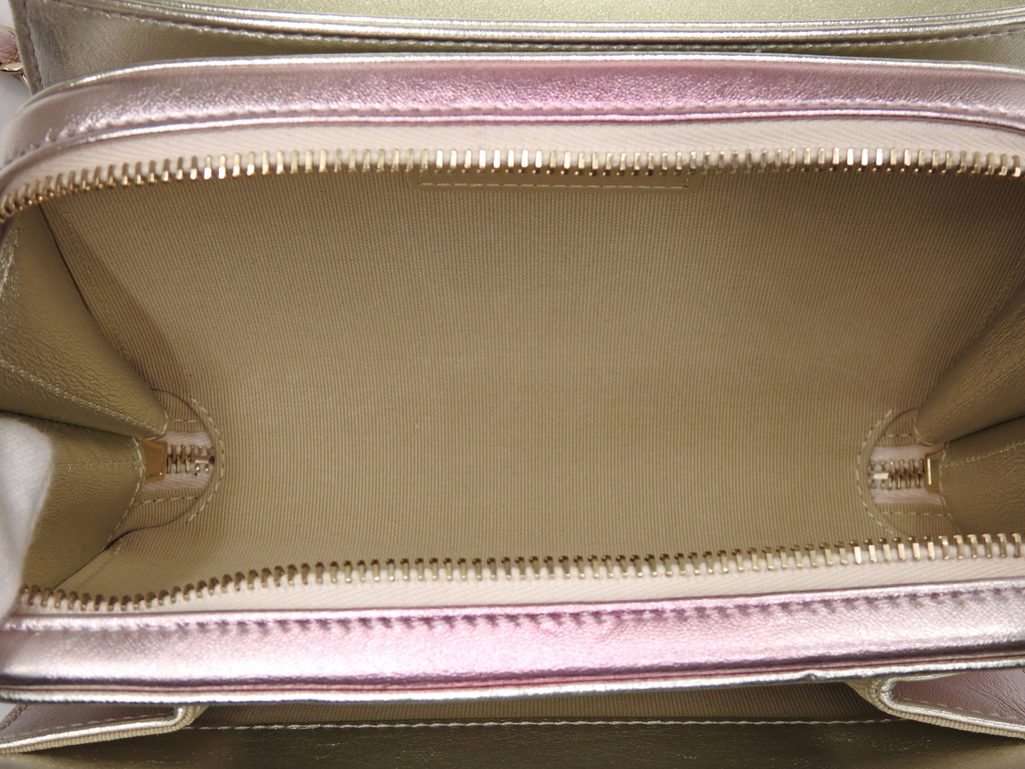 CHANEL Mini Flap Chain Shoulder Bag Lambskin Metallic Silver Pink AS3002
