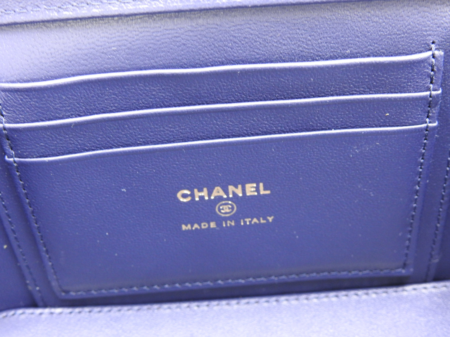 CHANEL CC Matelasse Top Handle 2way Chain Vanity Bag Lambskin Navy Gold