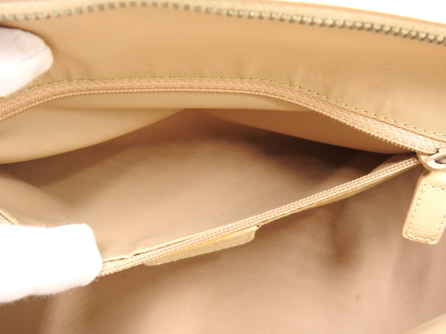 Christian Dior Trotter Embroidered Flower Hand Bag Canvas Leather Beige