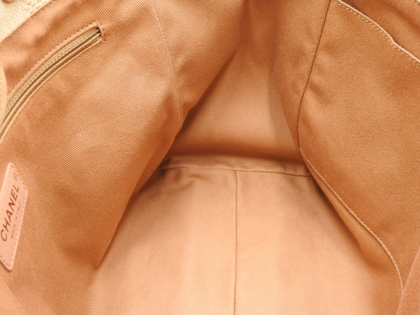 CHANEL Deauville MM Chain Tote Shoulder Bag Straw Canvas Beige Brown A67001