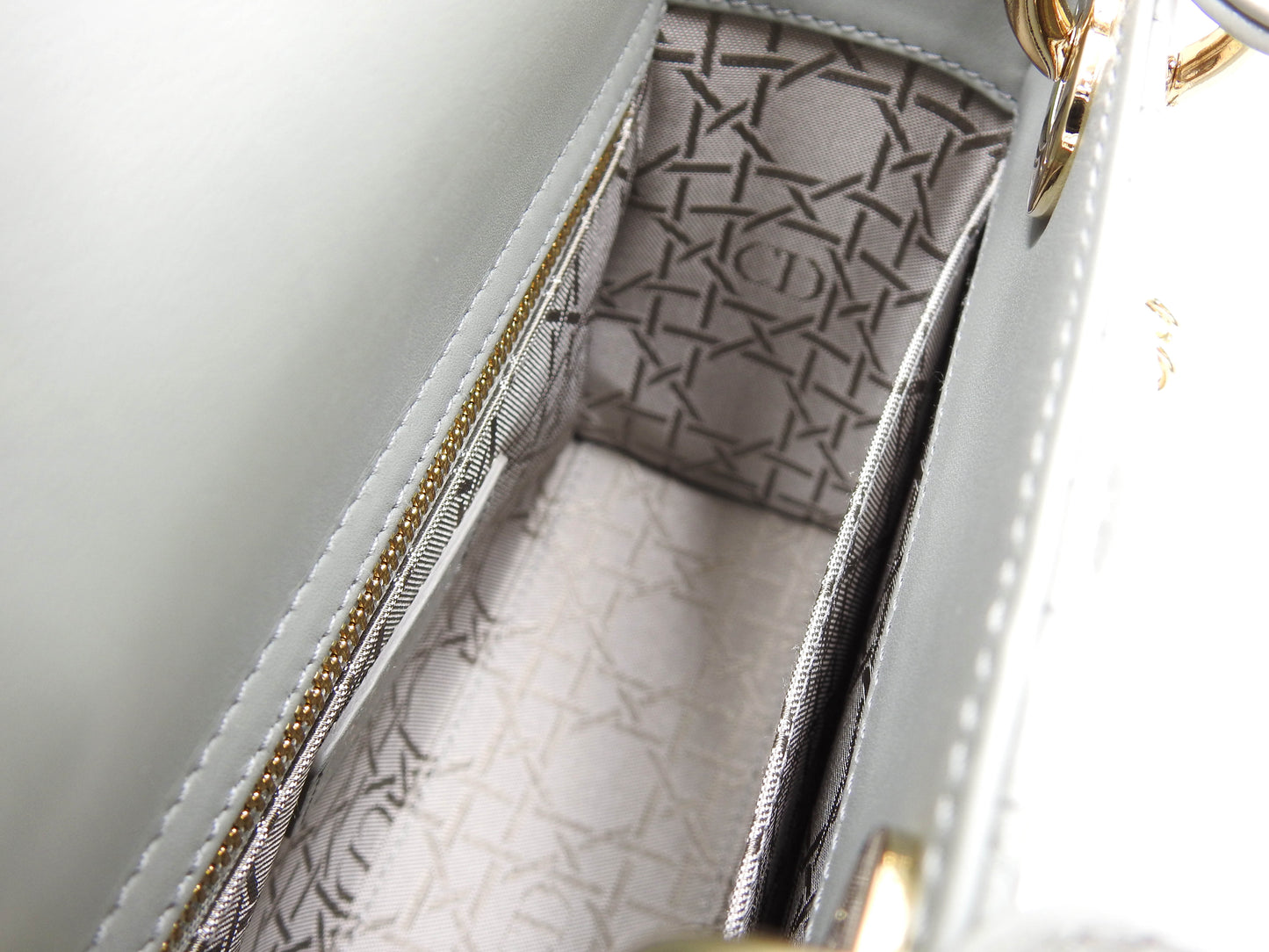 Christian Dior My ABC Lady Dior Small Shoulder Hand Bag Lambskin Gray