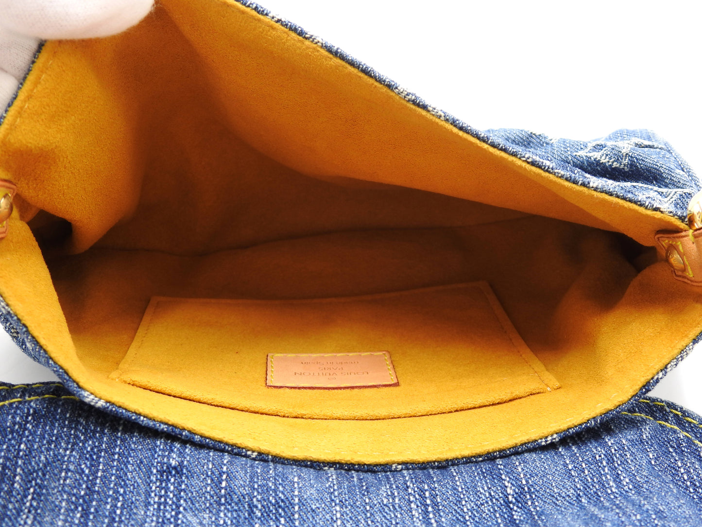 LOUIS VUITTON Mini Pleaty Monogram Denim Shoulder Hand Bag Blue M95050