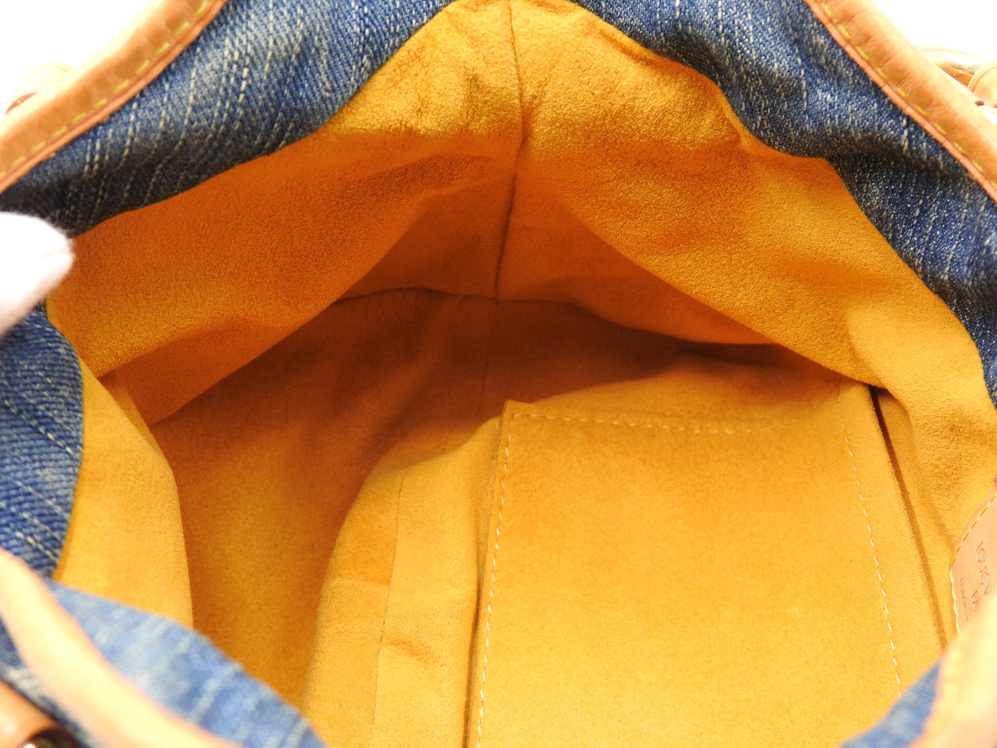 LOUIS VUITTON Pleaty Monogram Denim Hand Bag Shoulder Bag Blue M95020