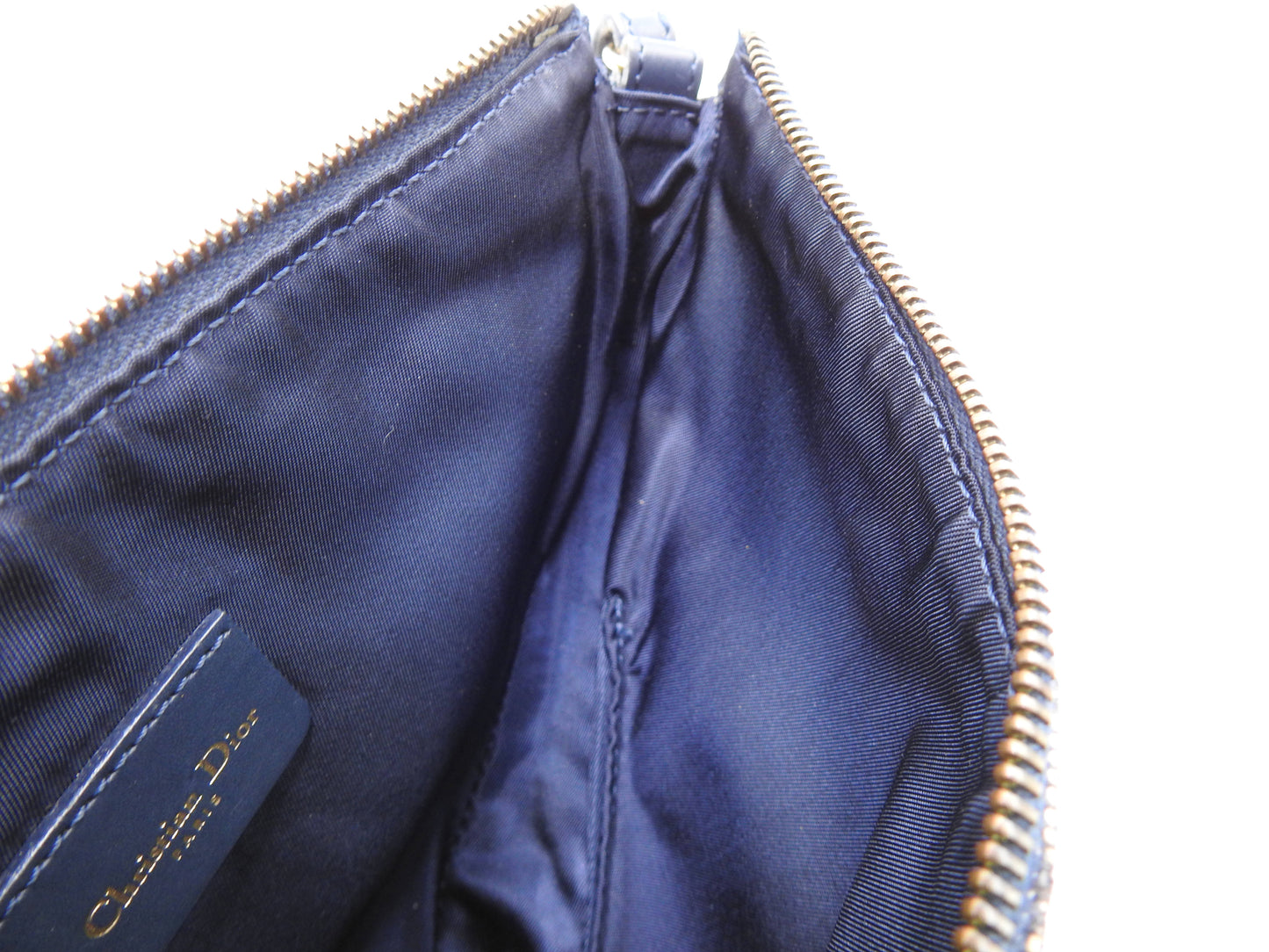 Christian Dior Trotter Saddle Pouch Shoulder Hand Bag Canvas Leather Navy