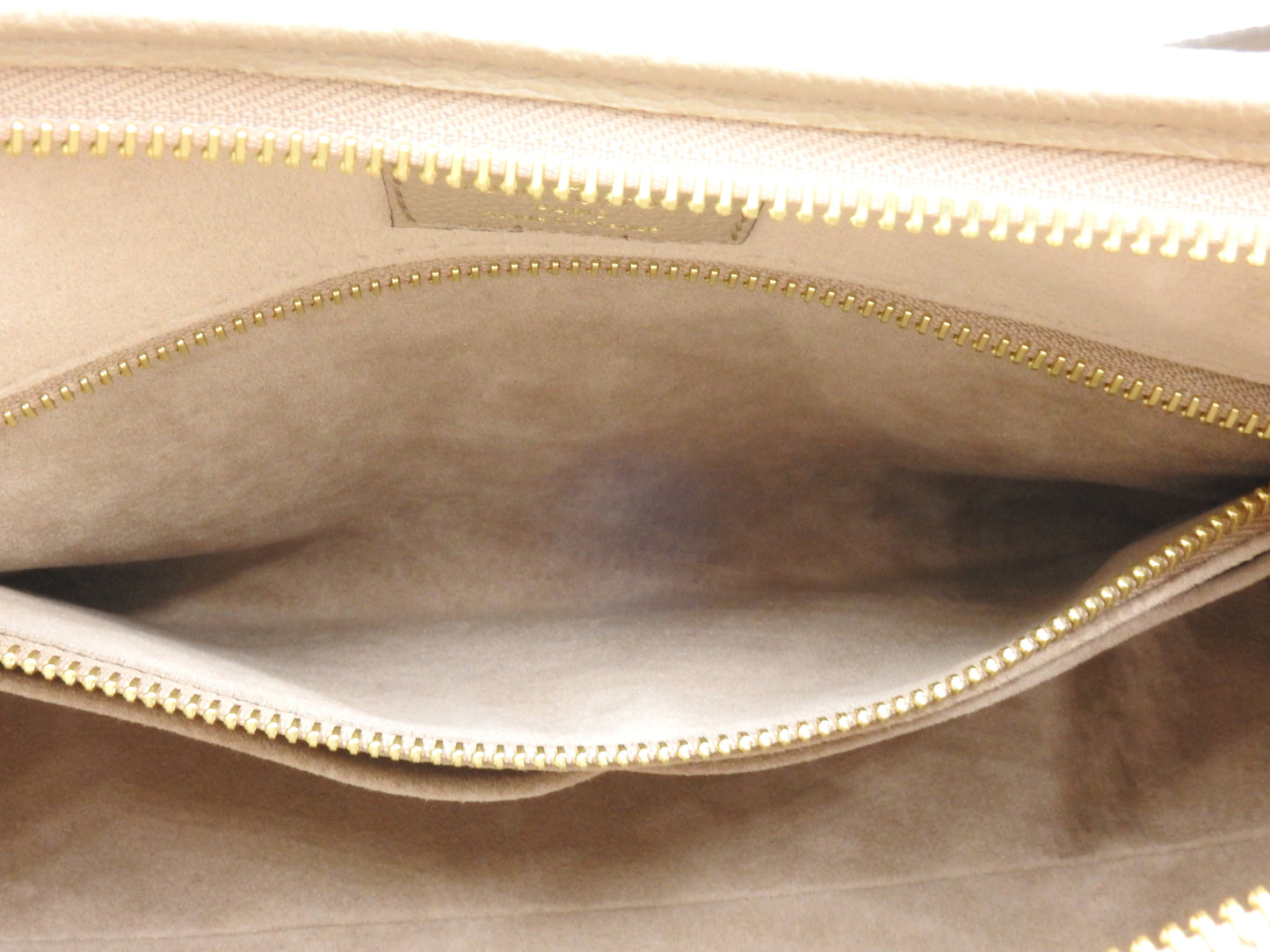 LOUIS VUITTON Monogram Empreinte Carryall Zip NM PM Dove Cream M47180
