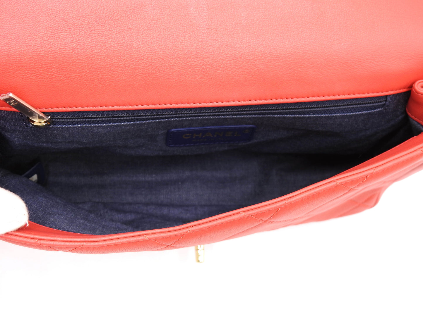 CHANEL CC Matelasse Chain Shoulder Bag Lambskin Leather Red Gold AS1354