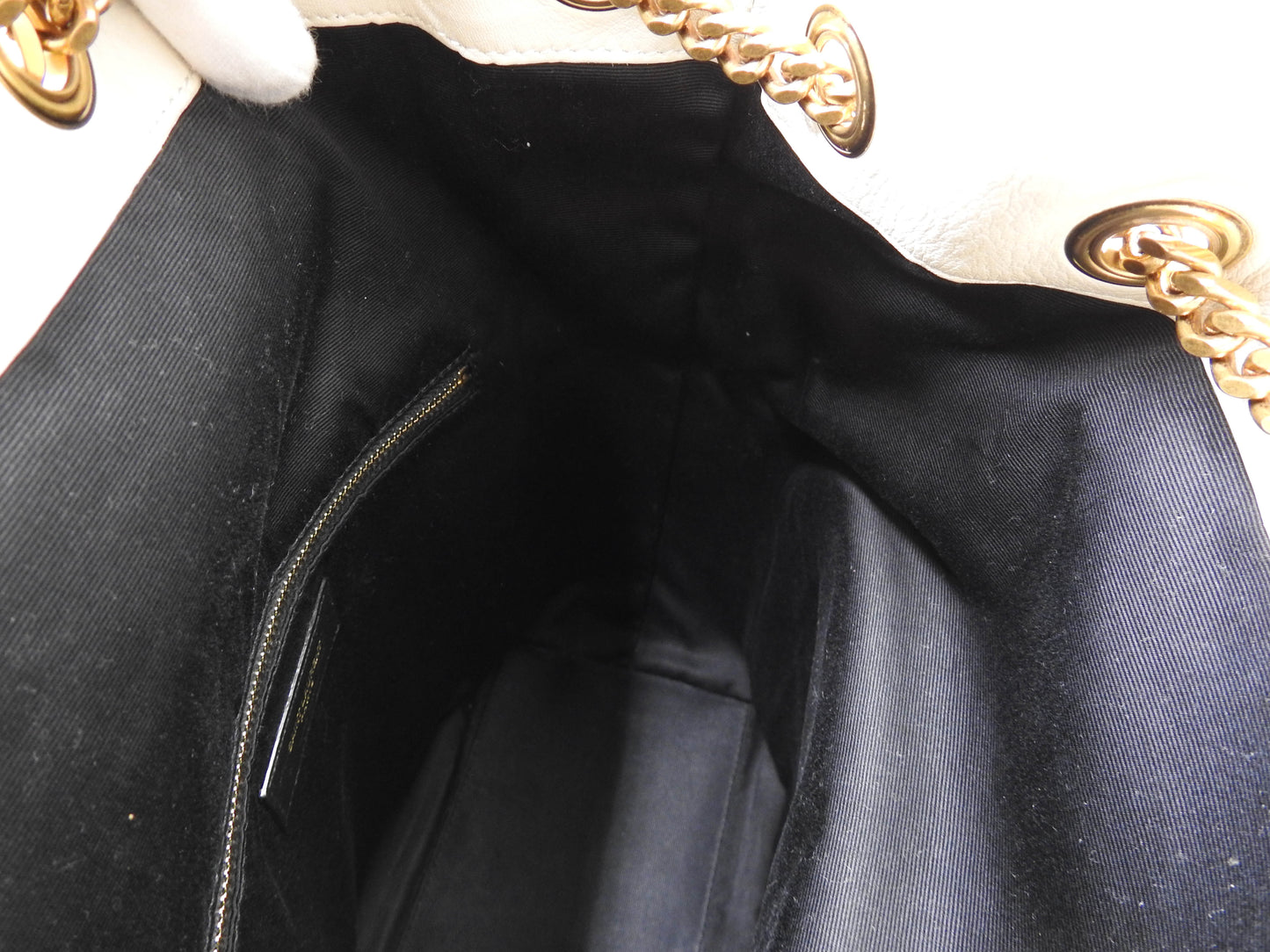 SAINT LAURENT PARIS Joe Chain Backpack Bag Lambskin Leather White 672609