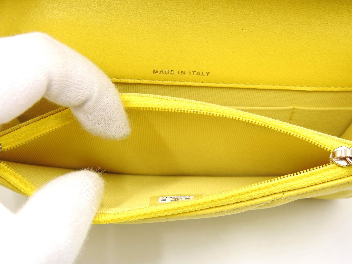 CHANEL 19 CC Matelasse Phone Holder Chain Shoulder Bag Lambskin Yellow