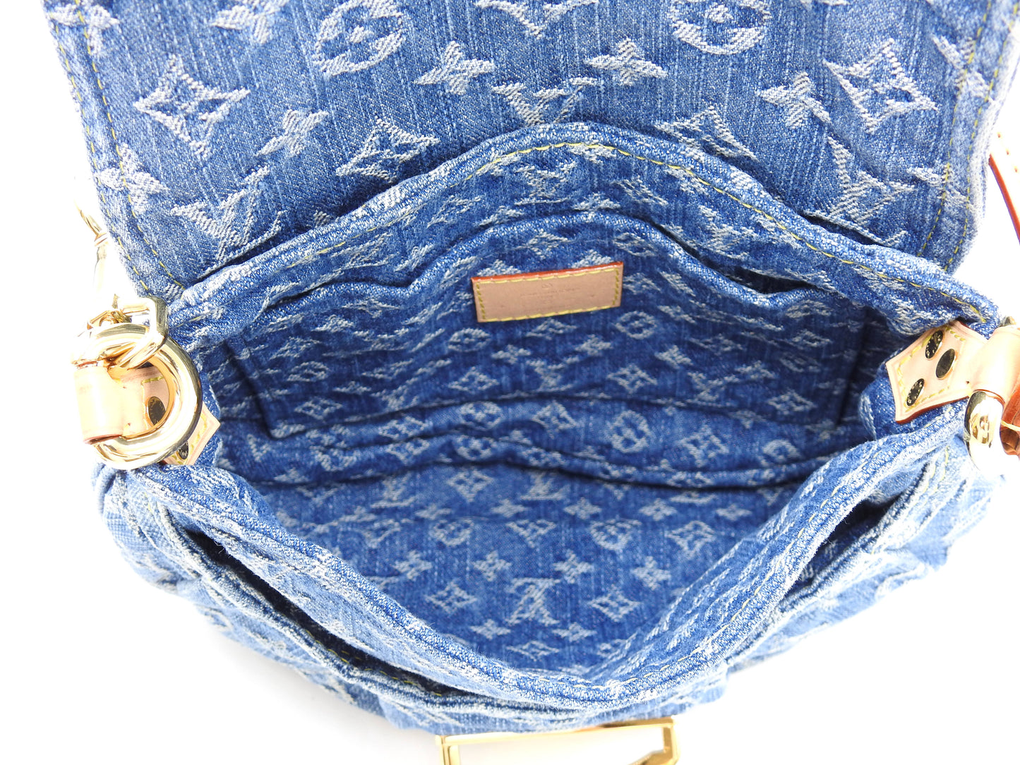 LOUIS VUITTON LV Remix Monogram Denim Sunset Shoulder Hand Bag Blue M46829