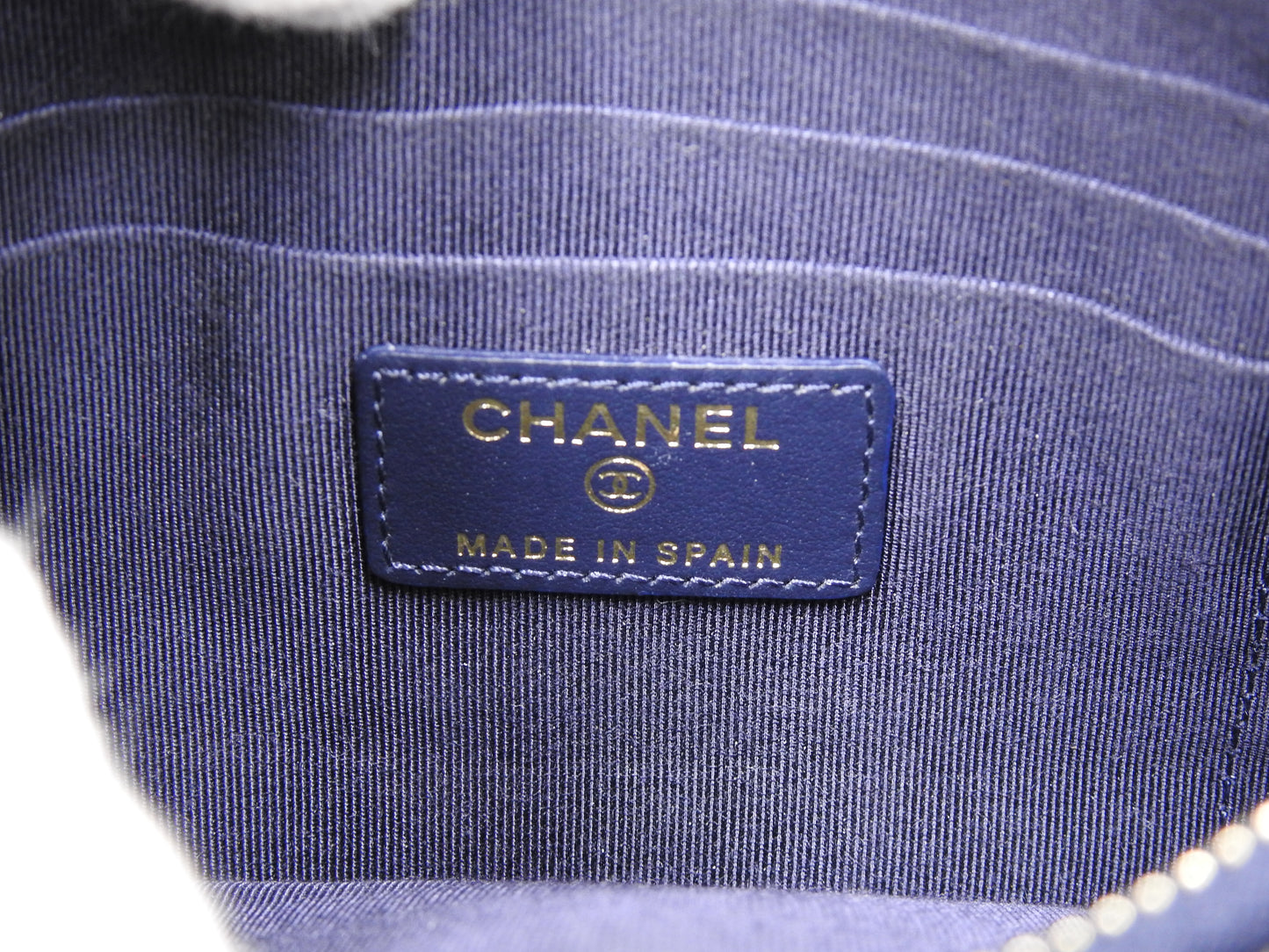 CHANEL Boy Small Cosmetic Case Pouch Caviarskin Navy Gold Hardware