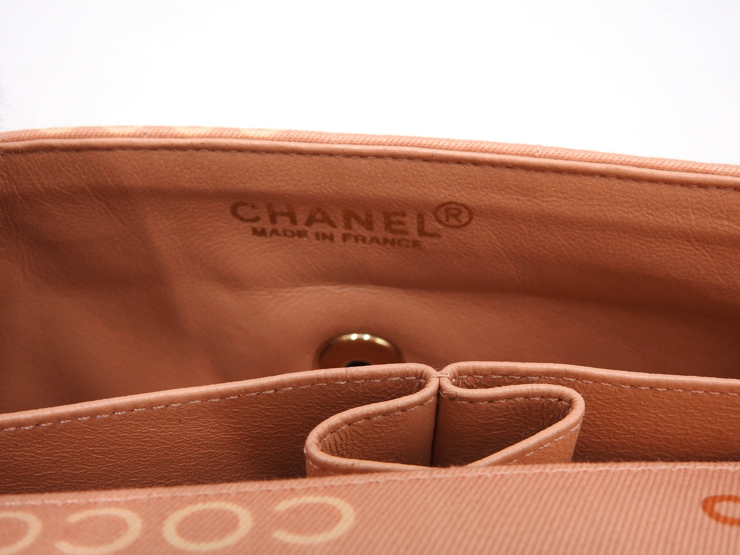 CHANEL COCO Chocolate Bar Chain Shoulder Bag Canvas Pink Gold A15316