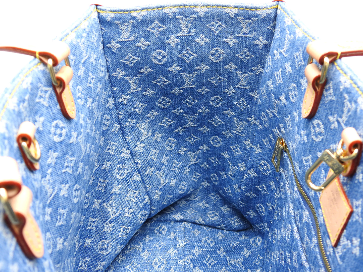 LOUIS VUITTON LV Remix Monogram Denim OnTheGo MM Shoulder Tote Bag M46871