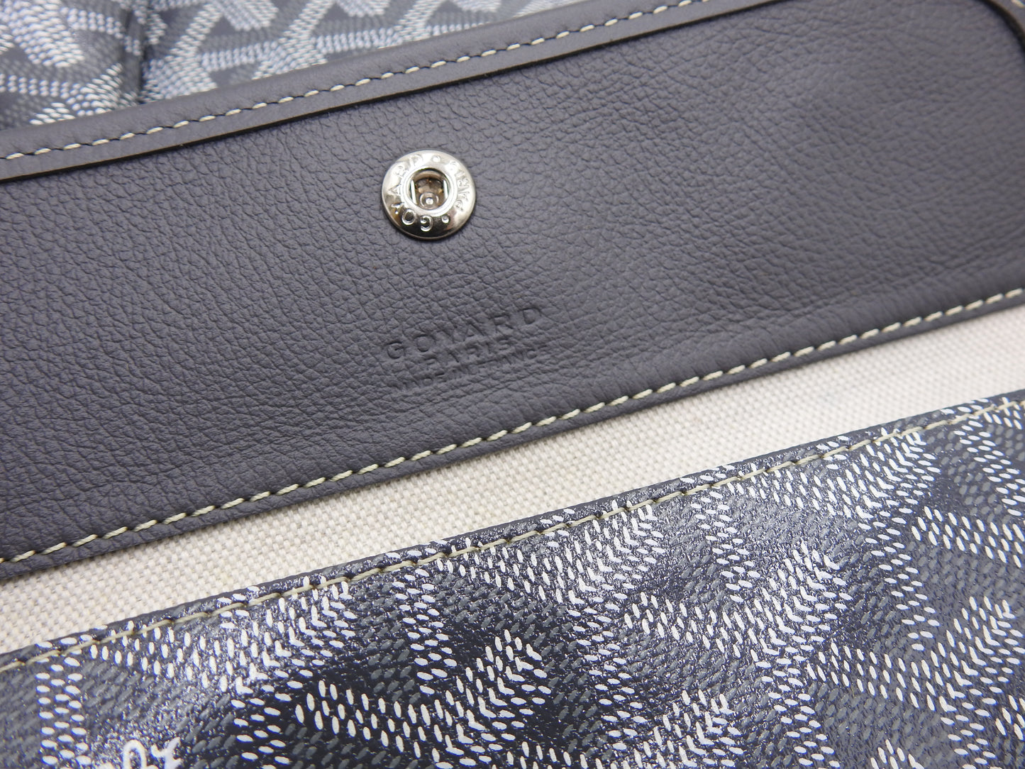 GOYARD Saint Louis PM Shoulder Tote Bag PVC Leather Grey with Pouch