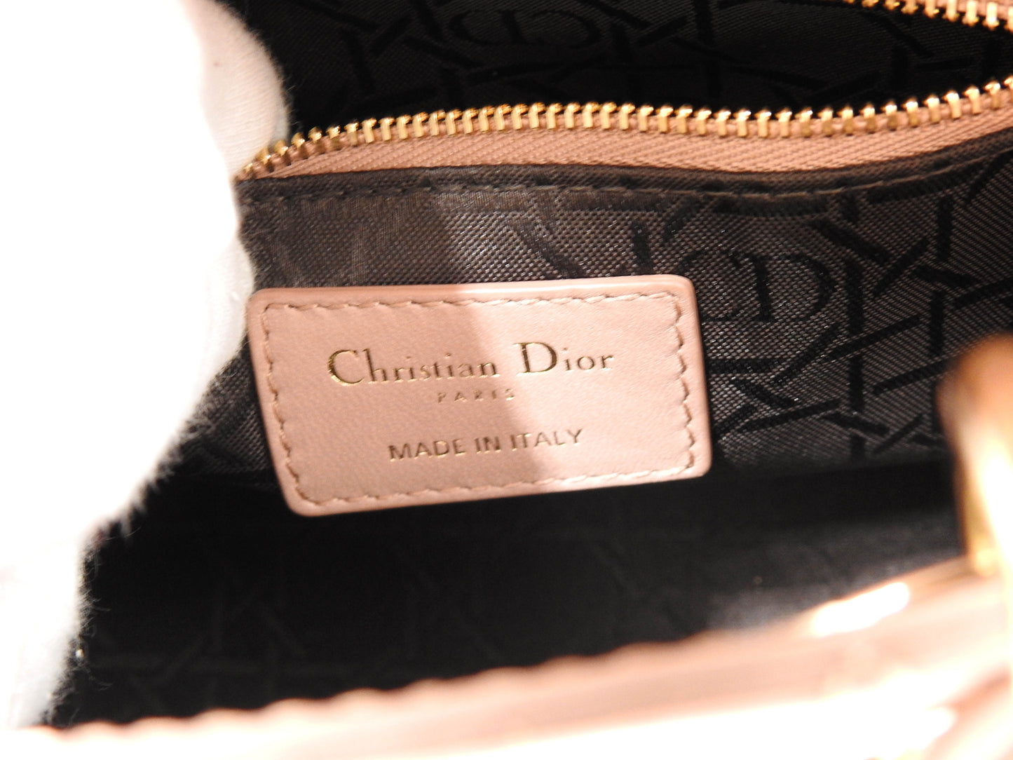 Christian Dior My Abc Lady Dior Small Shoulder Hand Bag Lambskin Pink Beige