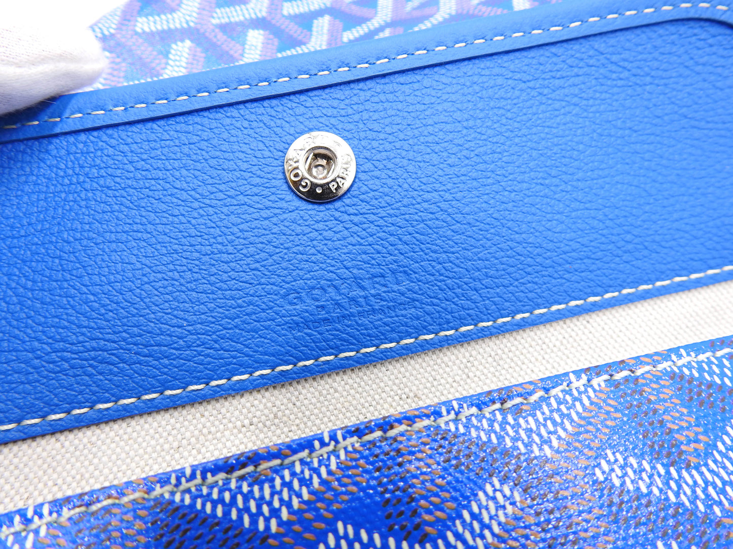 GOYARD Saint Louis PM Shoulder Tote Bag PVC Leather Blue with Pouch