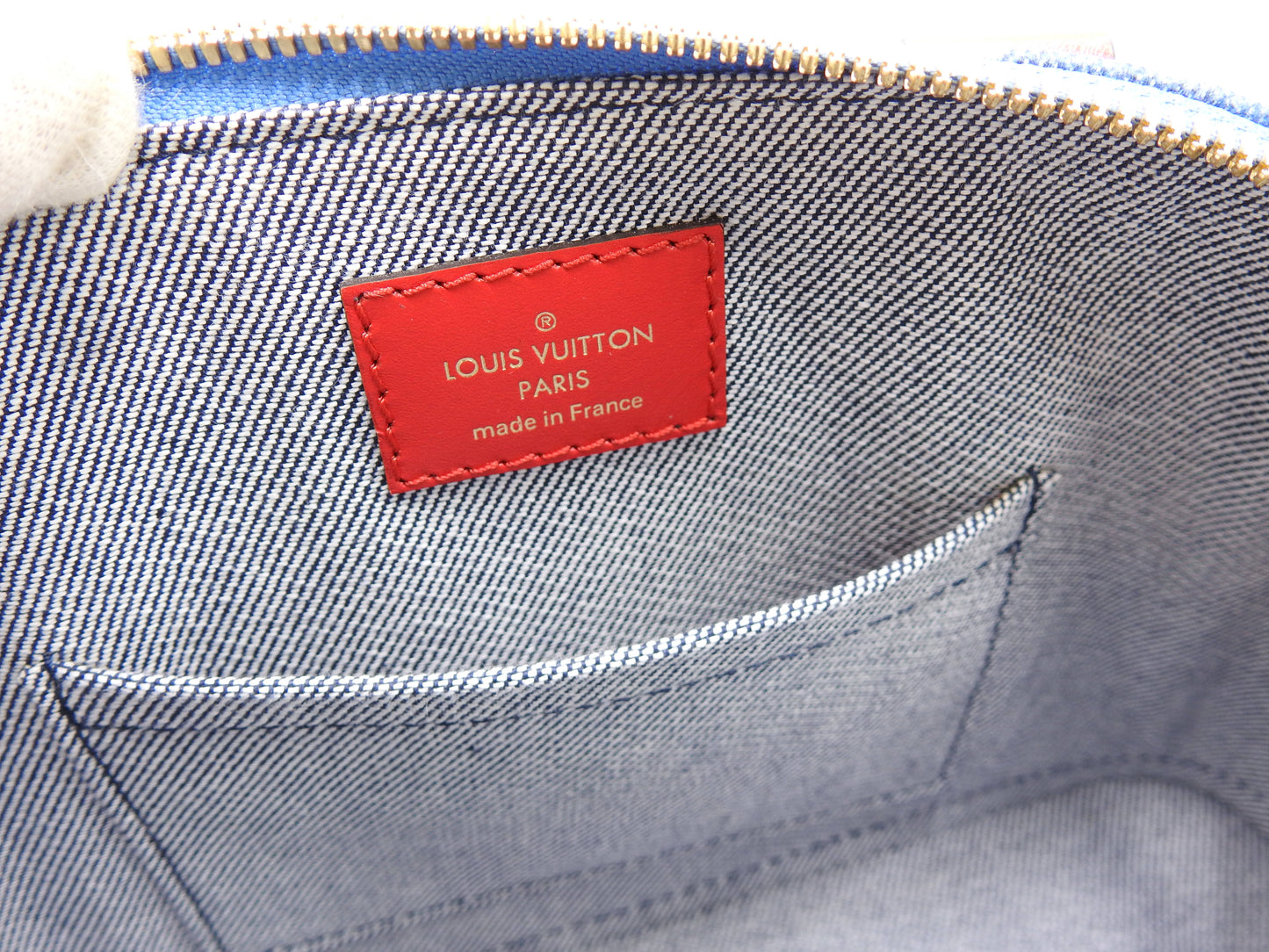 LOUIS VUITTON Monogram Denim Alma BB Shoulder Hand Bag Blue Red M45042
