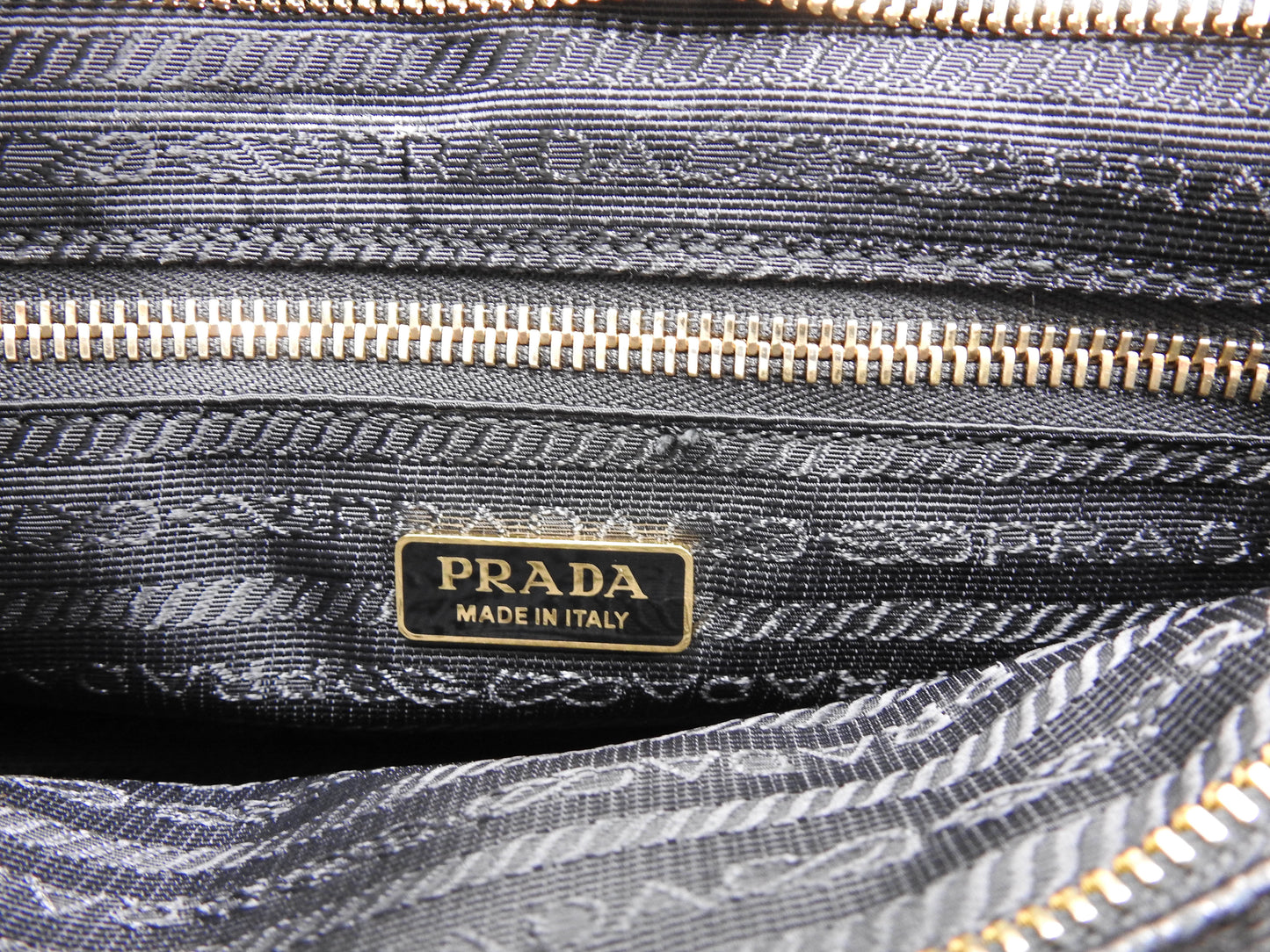 PRADA Bonnie Medium 2way Shoulder Hand Bag Leather Black Gold 1BA426