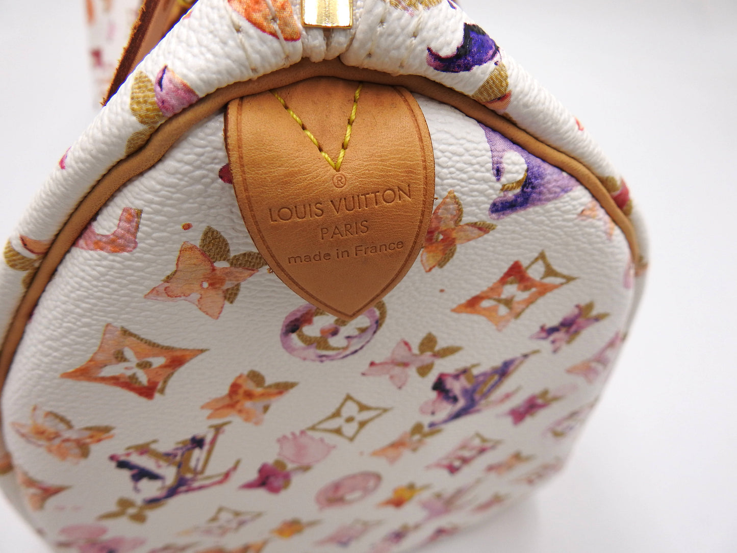 LOUIS VUITTON Watercolor Monogram Speedy 35 White Boston Hand Bag M95752