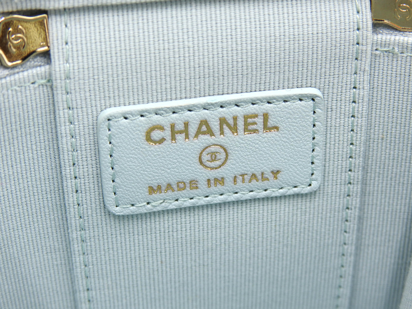 CHANEL Matelasse Top Handle Small Vanity Shoulder Bag Lambskin Blue AP2198