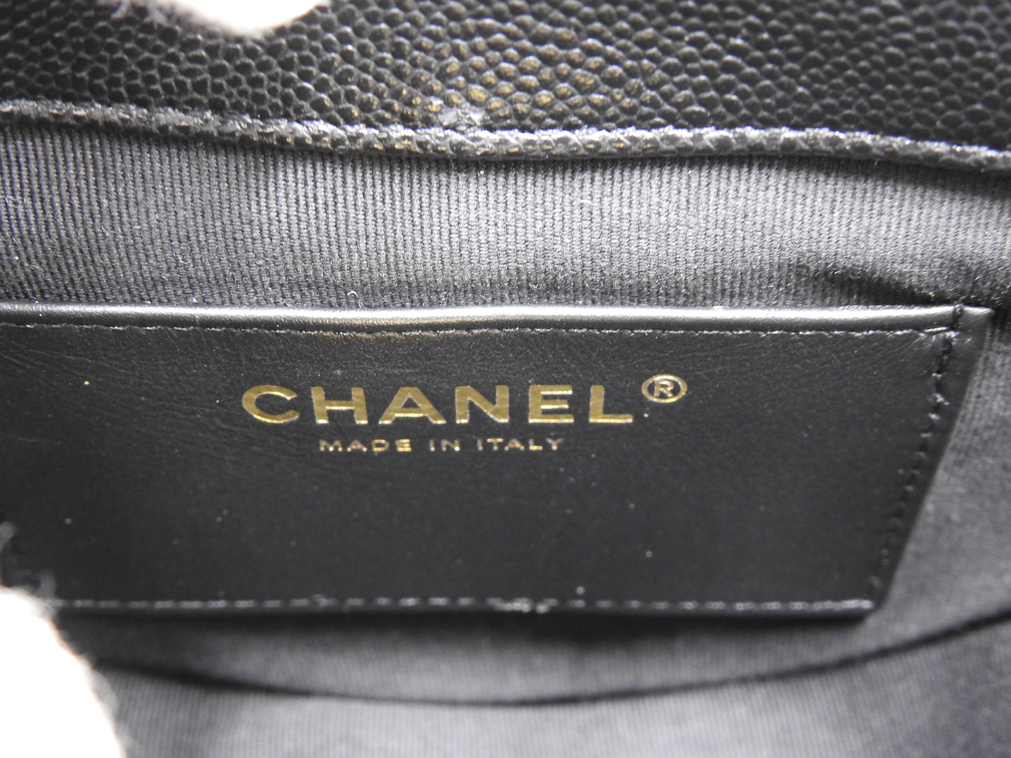 CHANEL CC Matelasse Chain Shoulder Bag Caviarskin Leather Black AS3867
