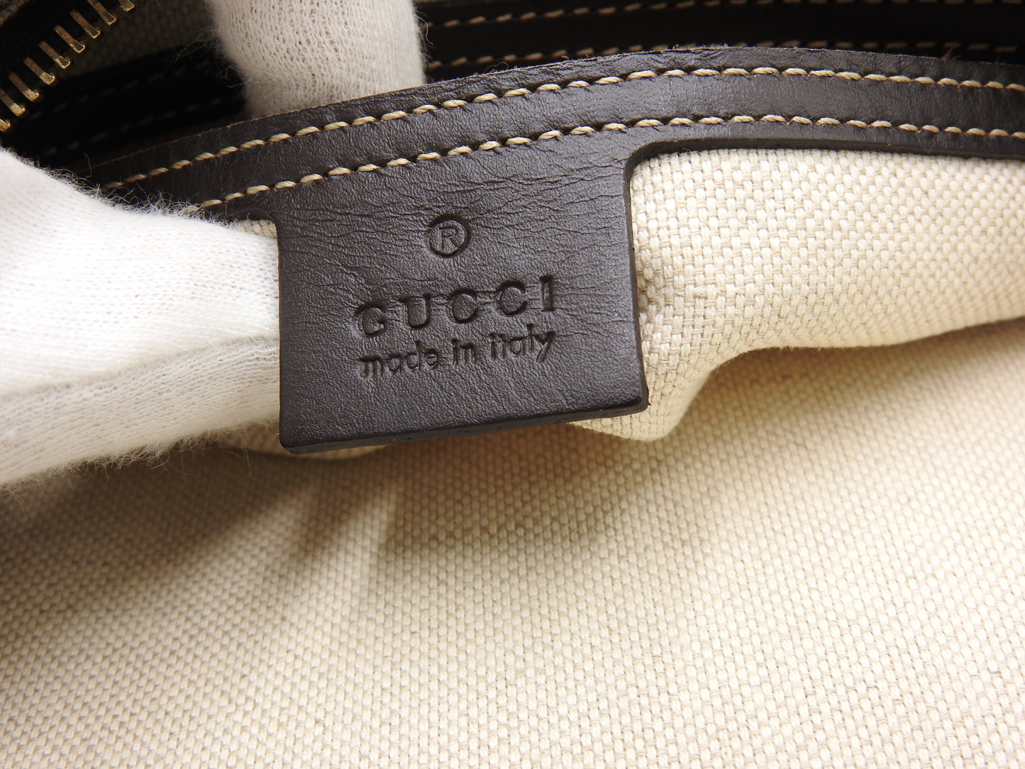 GUCCI GG Supreme Waist Body Belt Bag PVC Leather Beige Brown 23326