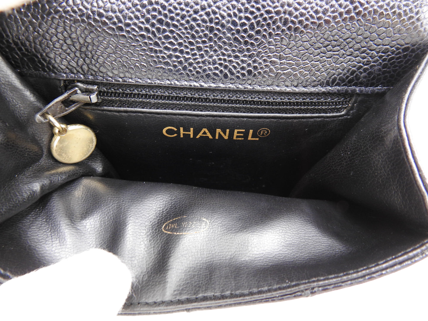 CHANEL CC Matelasse Waist Belt Bag Caviarskin Leather Black Gold Hardware