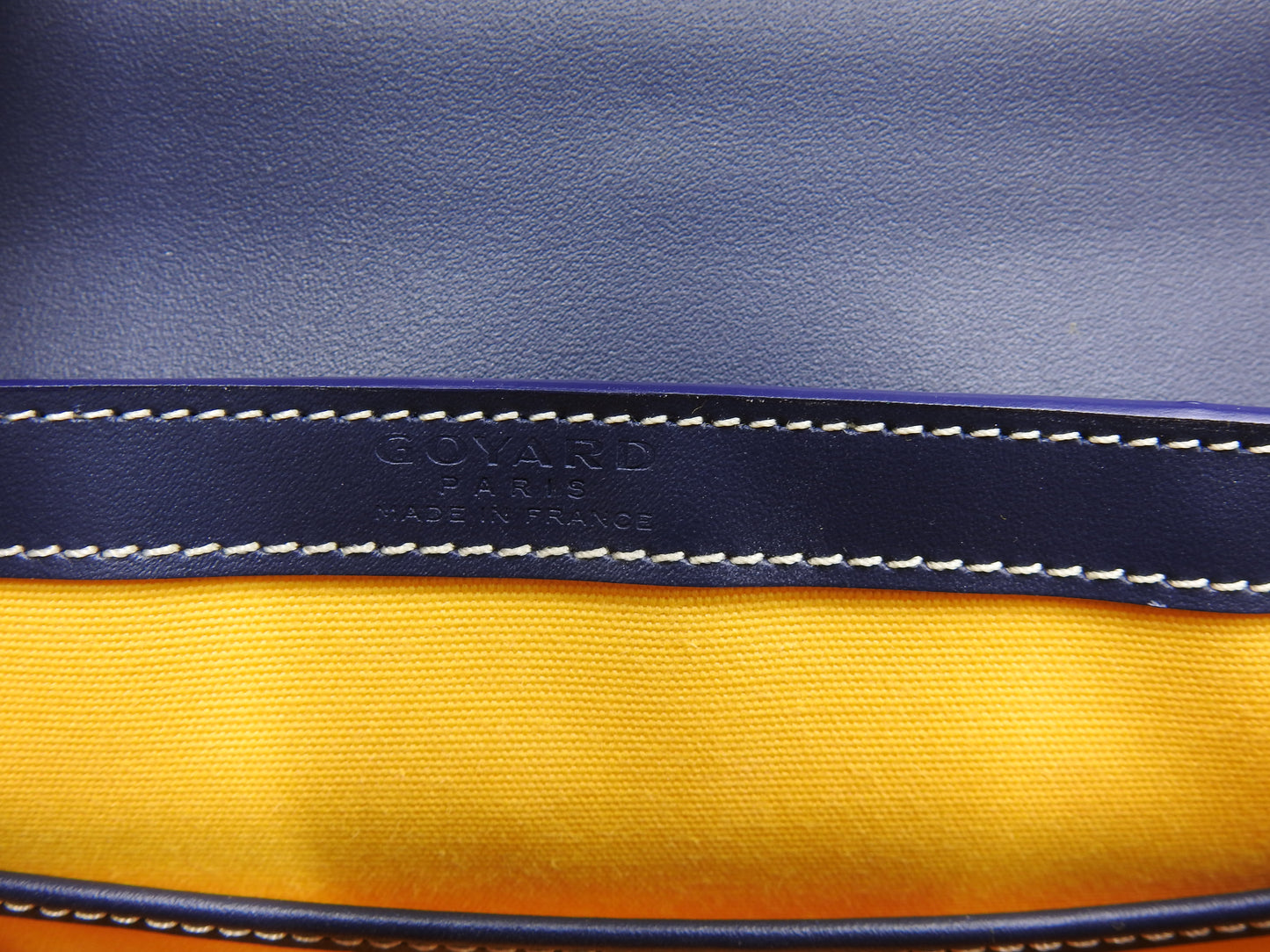 GOYARD Saigon Mini Structure Hand Shoulder Bag PVC Canvas Leather Navy