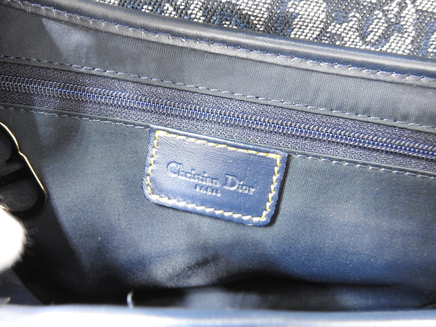 Christian Dior Trotter Oblique Saddle Bag Shoulder Hand Bag Canvas Navy