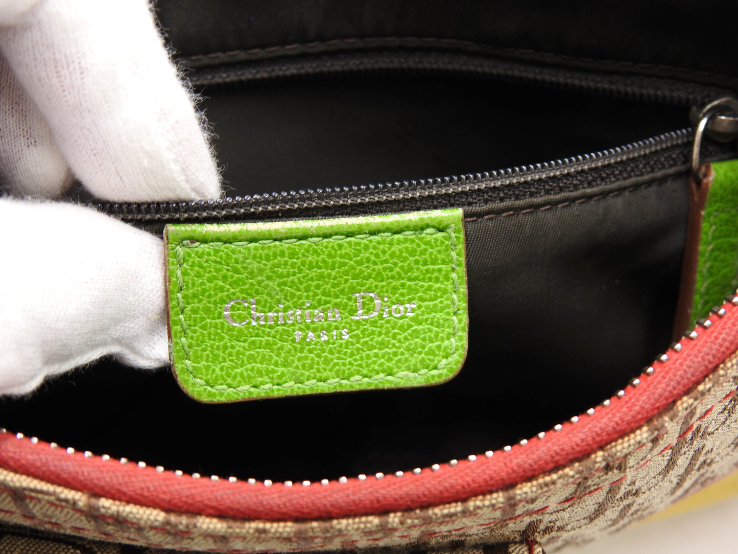 Christian Dior Rasta Trotter Saddle Shoulder Bag Canvas Beige Multicolor
