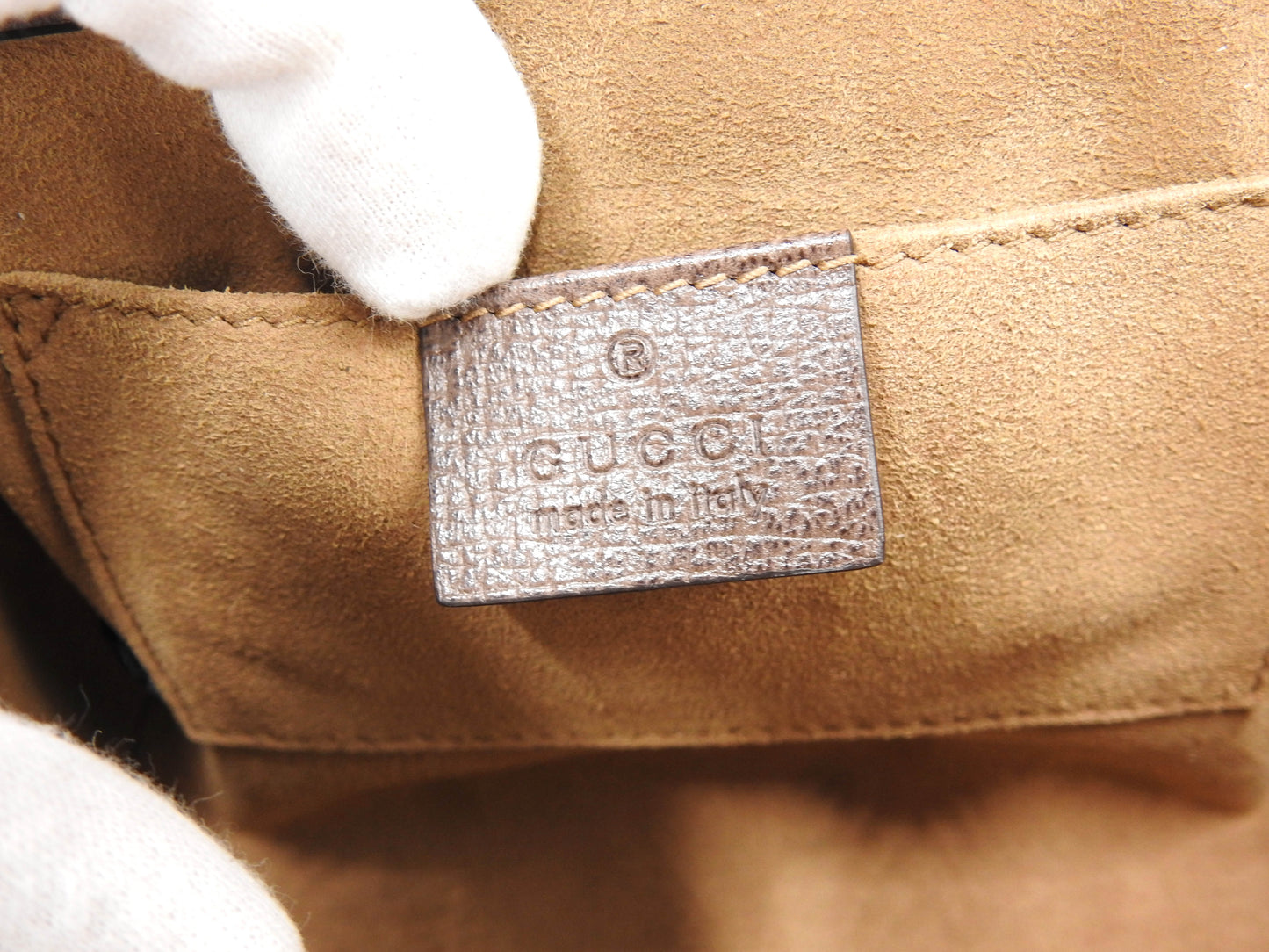 GUCCI GG Supreme Tian Padlock Small Chain Shoulder Bag Beige Brown 409487