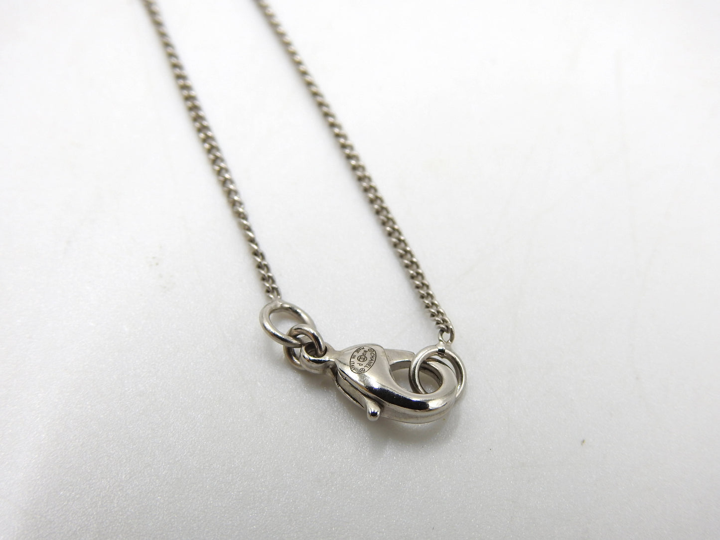 CHANEL CC Rhinestone Pendant Necklace SV Silver B12P