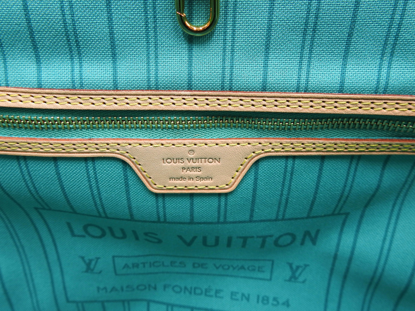 LOUIS VUITTON Monogram V Neverfull MM Tote Shoulder Bag Turquoise M41601