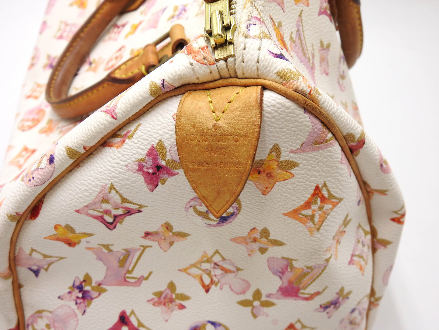 LOUIS VUITTON Watercolor Monogram Speedy 35 White Boston Hand Bag M95752