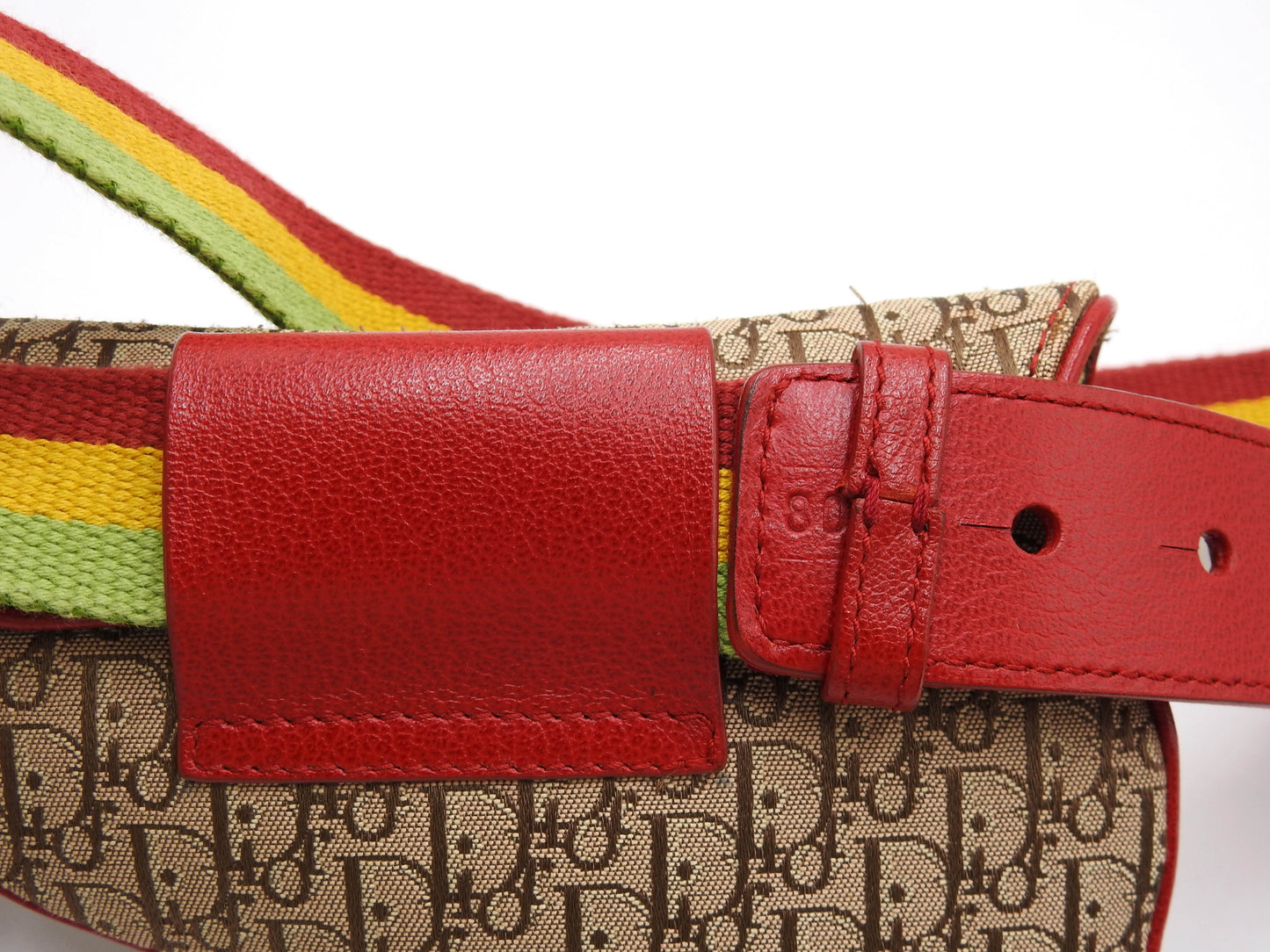 Christian Dior Rasta Trotter Saddle Belt Body Waist Bag Beige Multicolor