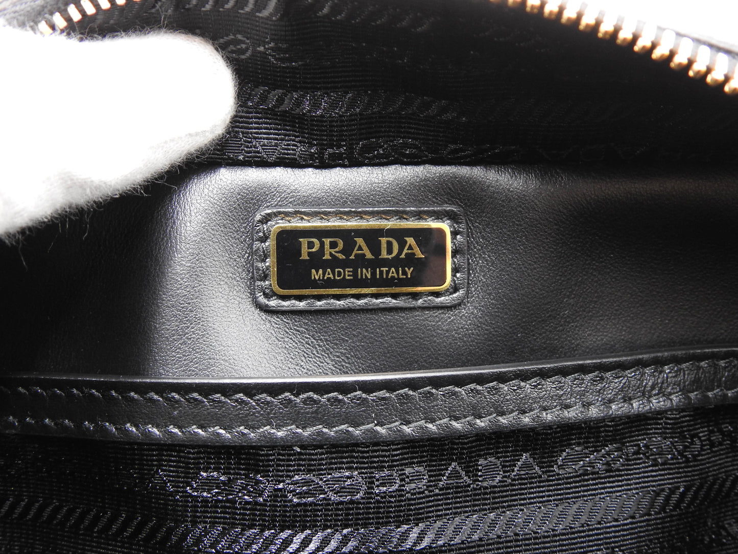 PRADA SAFFIANO TRAVEL SMALL BRIQUE Shoulder Bag Leather Gold 2VH070