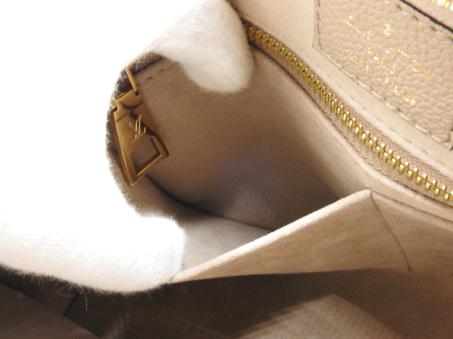 LOUIS VUITTON Monogram Empreinte Carryall Zip NM PM Dove Cream M47180