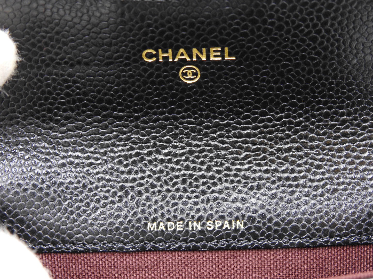 CHANEL CC Matelasse Card Case Holder Caviarskin Black Gold AP0214