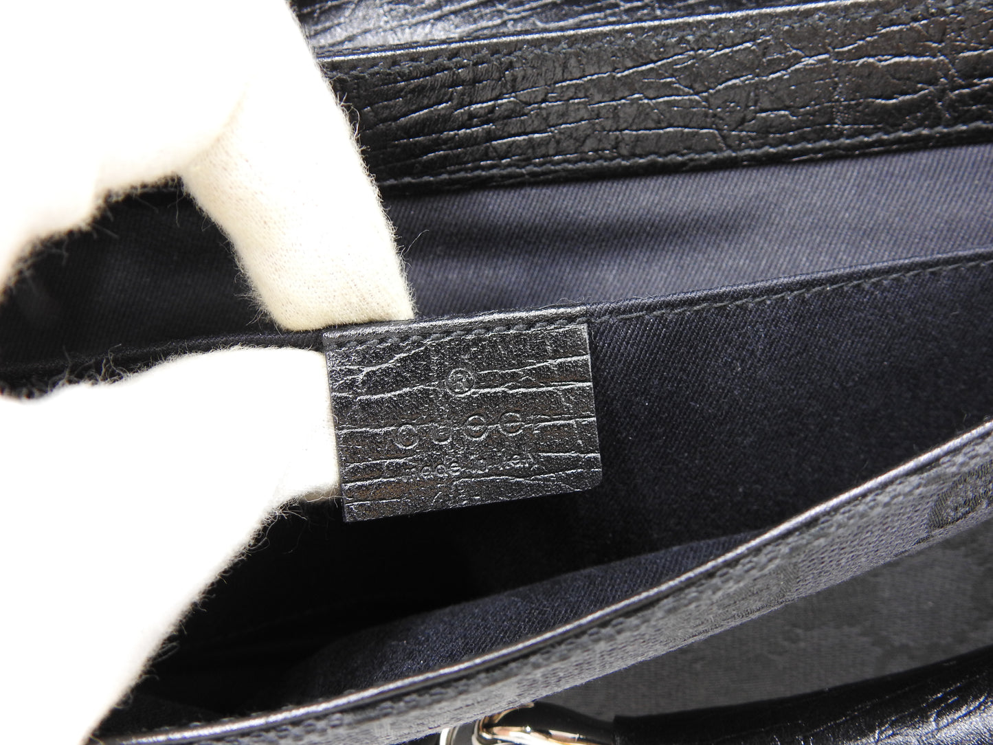 GUCCI GG Canvas Horsebit 2way Chain Clutch Hand Bag Leather Black 120134