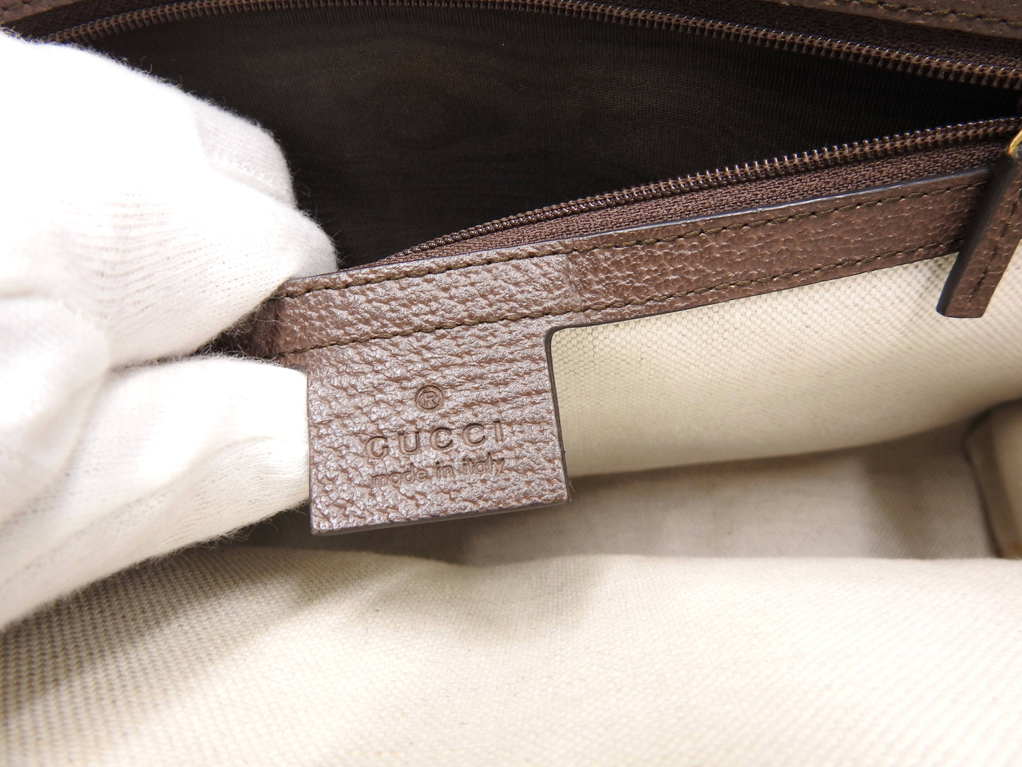 GUCCI Ophidia Web GG Supreme Toiletry Pouch Clutch Bag Beige Brown 598234
