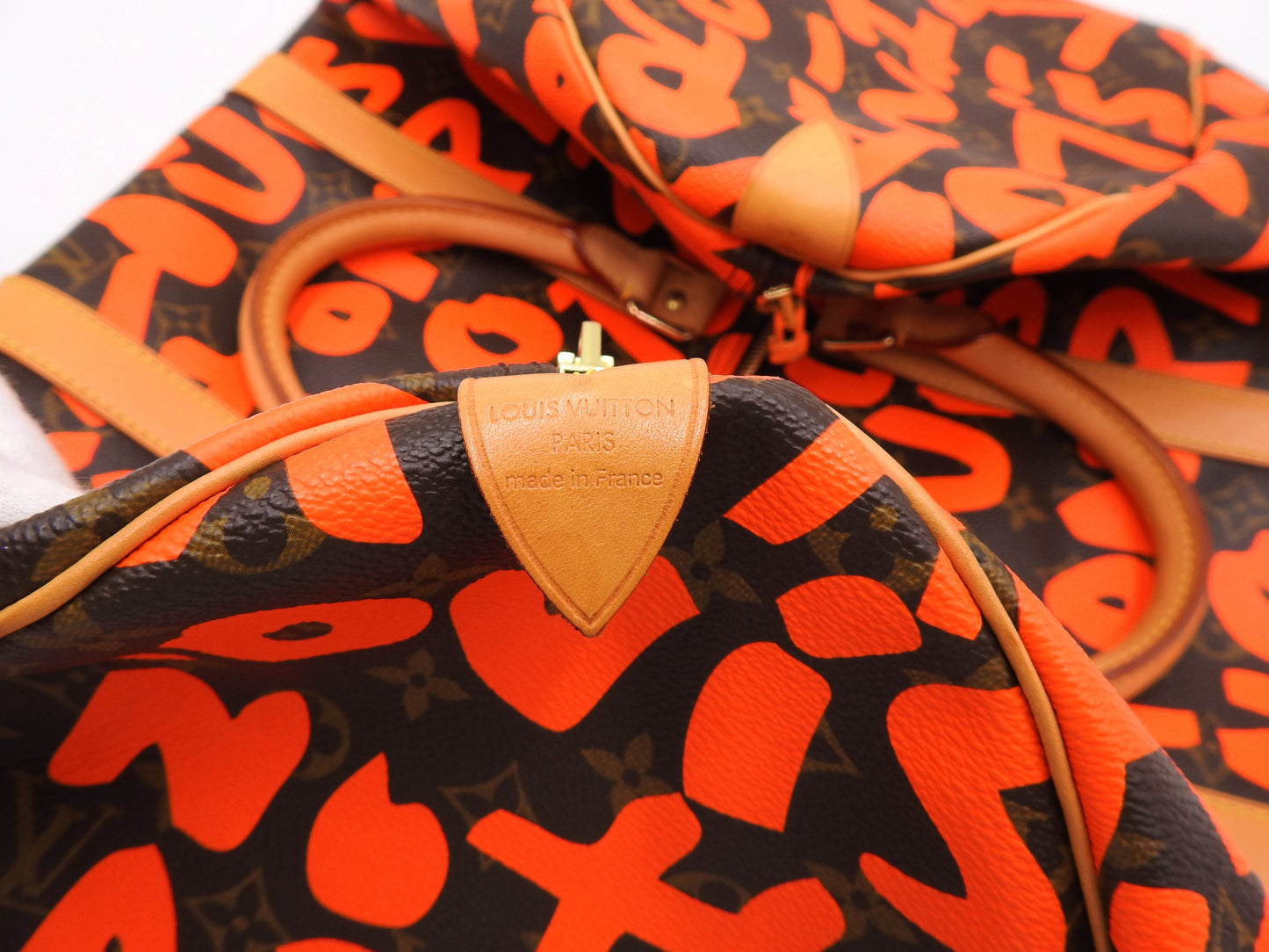 LOUIS VUITTON Monogram Graffiti Keepall 50 Boston Travel Bag Orange M93699