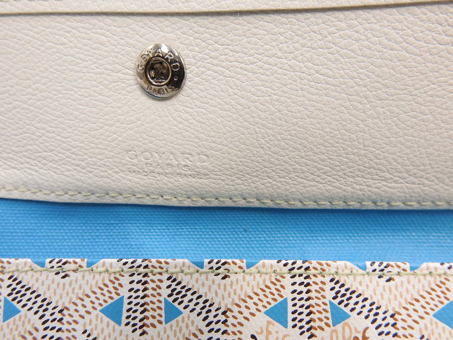 GOYARD Saint Louis Claire Voie PM Shoulder Tote Bag PVC Leather White Blue