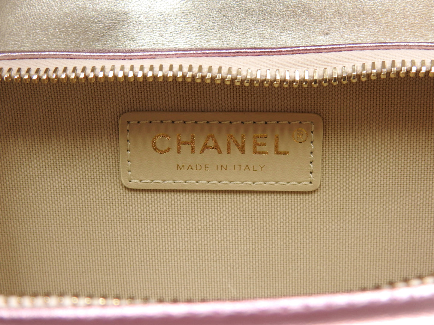 CHANEL Mini Flap Chain Shoulder Bag Lambskin Metallic Silver Pink AS3002