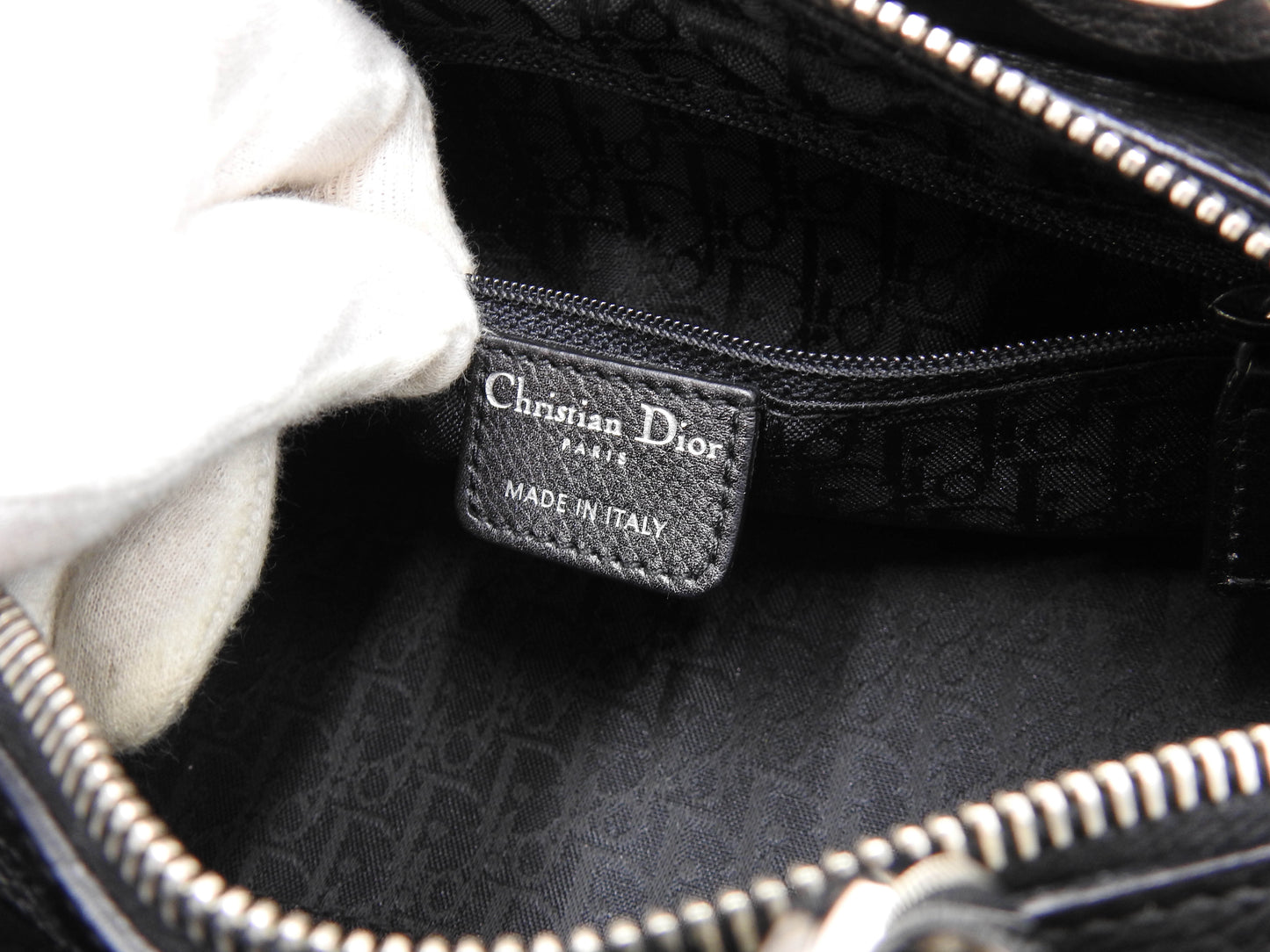 Christian Dior Lady Dior Small East West Cannage Hand Bag Calfskin Black